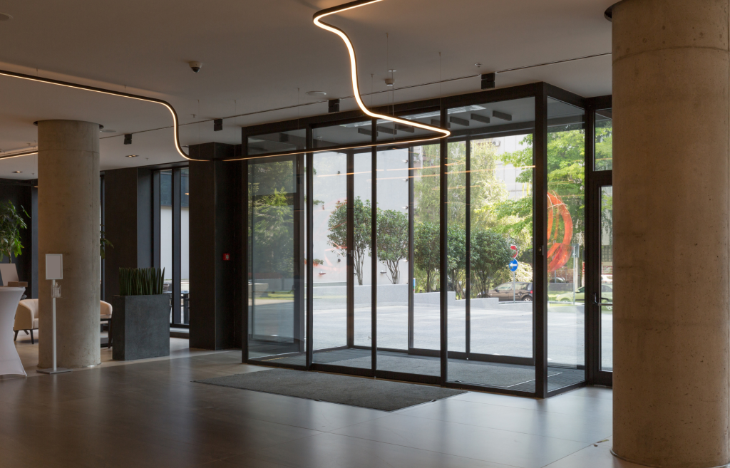 Glass automatic doors